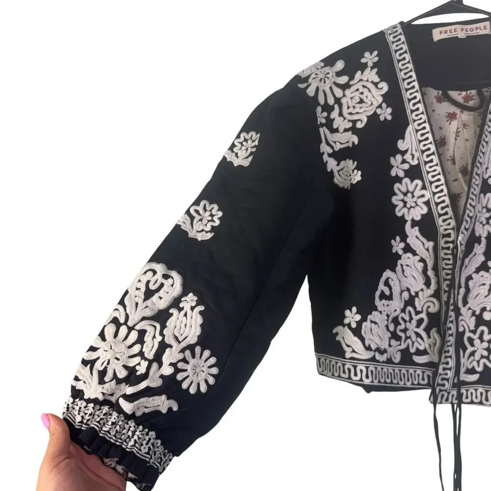 Free People Bali Mabel Jacket Large Cottahecore Boho Cowgirl Flounce Sleeve - Picture 8 of 11